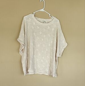 Cream Boxy T-Shirt with Short Sleeves